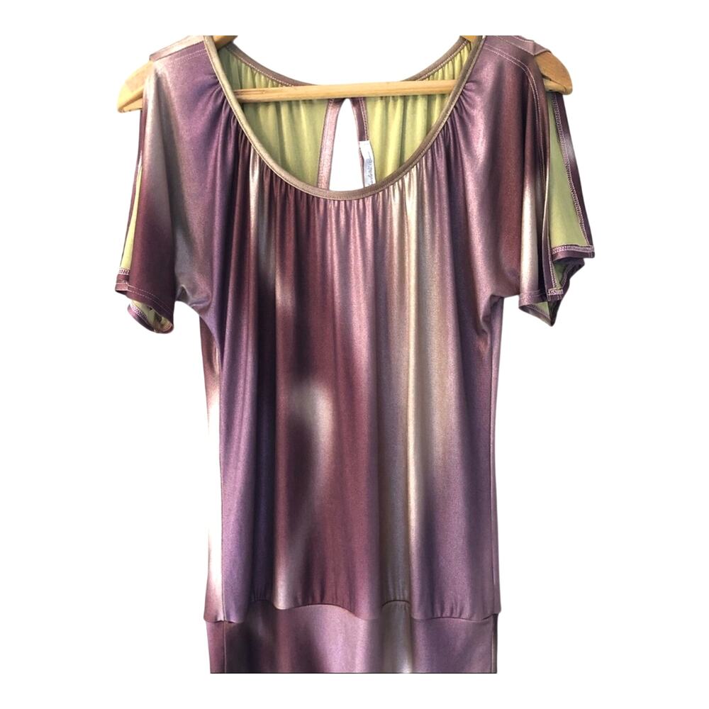 Charlotte Russe Split Short Sleeves Open Back Top Purple Medium Indie Grunge